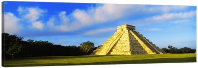 Pyramid in a field, Kukulkan Pyramid, Chichen Itza, Yucatan, Mexico Canvas Art Print - Chichén Itzá