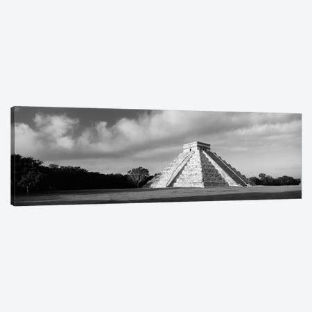Pyramid in a field, Kukulkan Pyramid, Chichen Itza, Yucatan, Mexico (black & white) Canvas Print #PIM2831bw} by Panoramic Images Canvas Print