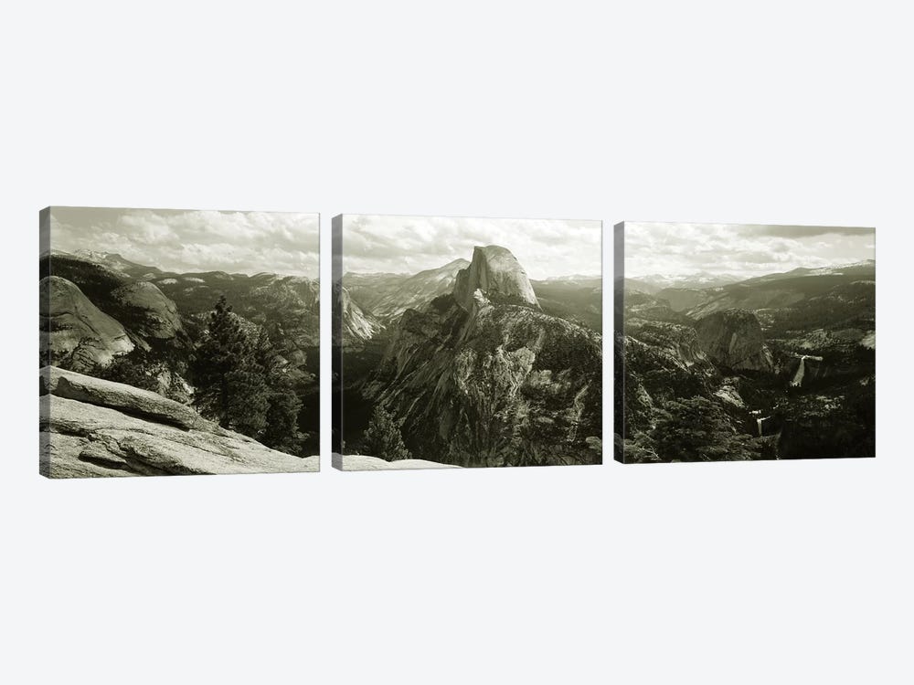 Half Dome In B&W, Yosemite National Park, California, USA by Panoramic Images 3-piece Canvas Art Print