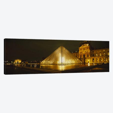 Museum lit up at nightMusee Du Louvre, Paris, France Canvas Print #PIM2837} by Panoramic Images Canvas Print