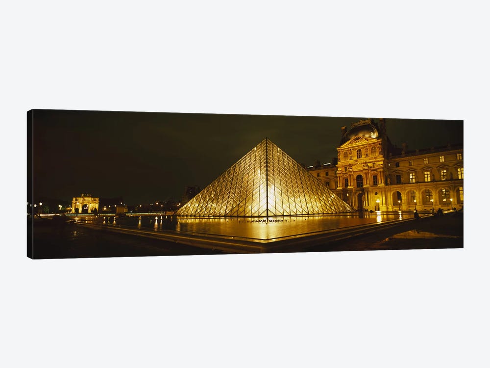 Museum lit up at nightMusee Du Louvre, Paris, France by Panoramic Images 1-piece Canvas Print