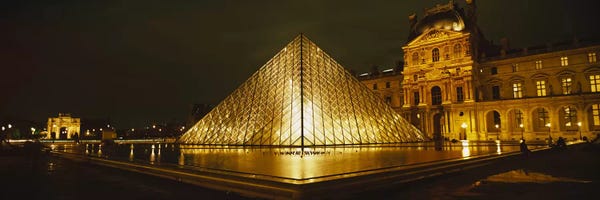 Paris Photography: Museum lit up at nightMusee Du Louvre, Paris, France by Panoramic Images
