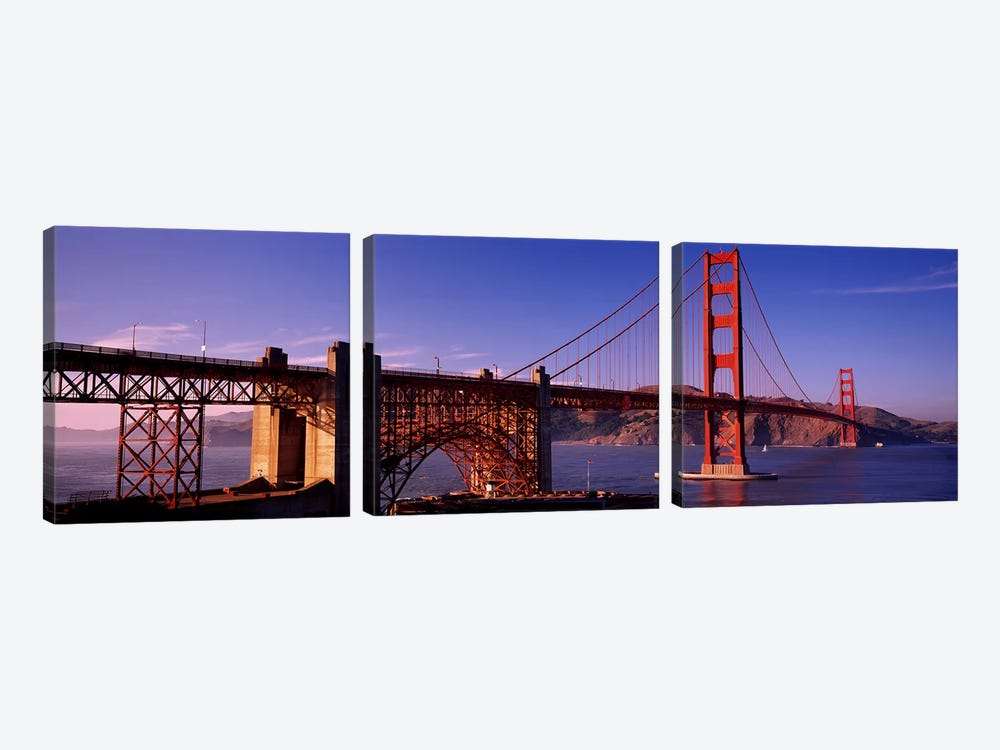 Suspension bridge at duskGolden Gate Bridge, San Francisco, Marin County, California, USA by Panoramic Images 3-piece Canvas Wall Art