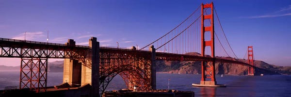 Golden Gate Bridge: Suspension bridge at duskGolden Gate Bridge, San Francisco, Marin County, California, USA by Panoramic Images