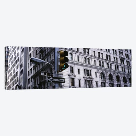 Low angle view of a traffic light in front of a buildingWall Street, New York City, New York State, USA Canvas Print #PIM2851} by Panoramic Images Canvas Wall Art