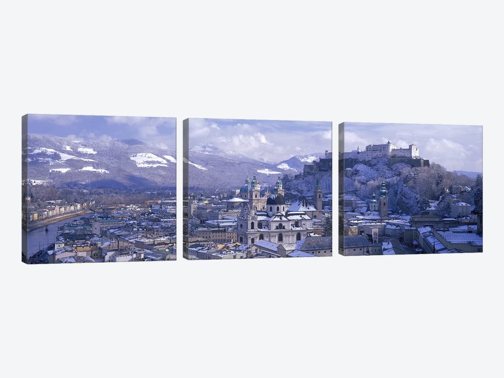 Winter Landscape Featuring Altstadt (Old Town), Salzburg, Austria by Panoramic Images 3-piece Canvas Print