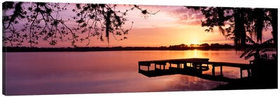 USA, Florida, Orlando, Koa Campground, Lake Whippoorwill, Sunrise Canvas Art Print - Orlando Art