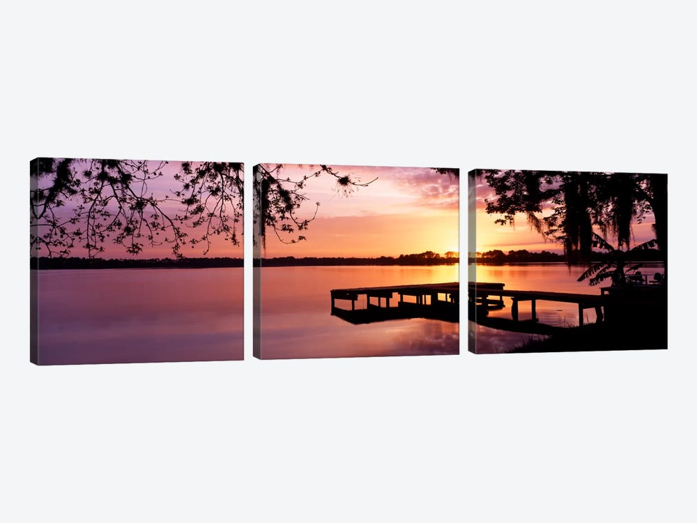 USA, Florida, Orlando, Koa Campground, Lake Whippoorwill, Sunrise by Panoramic Images 3-piece Canvas Wall Art