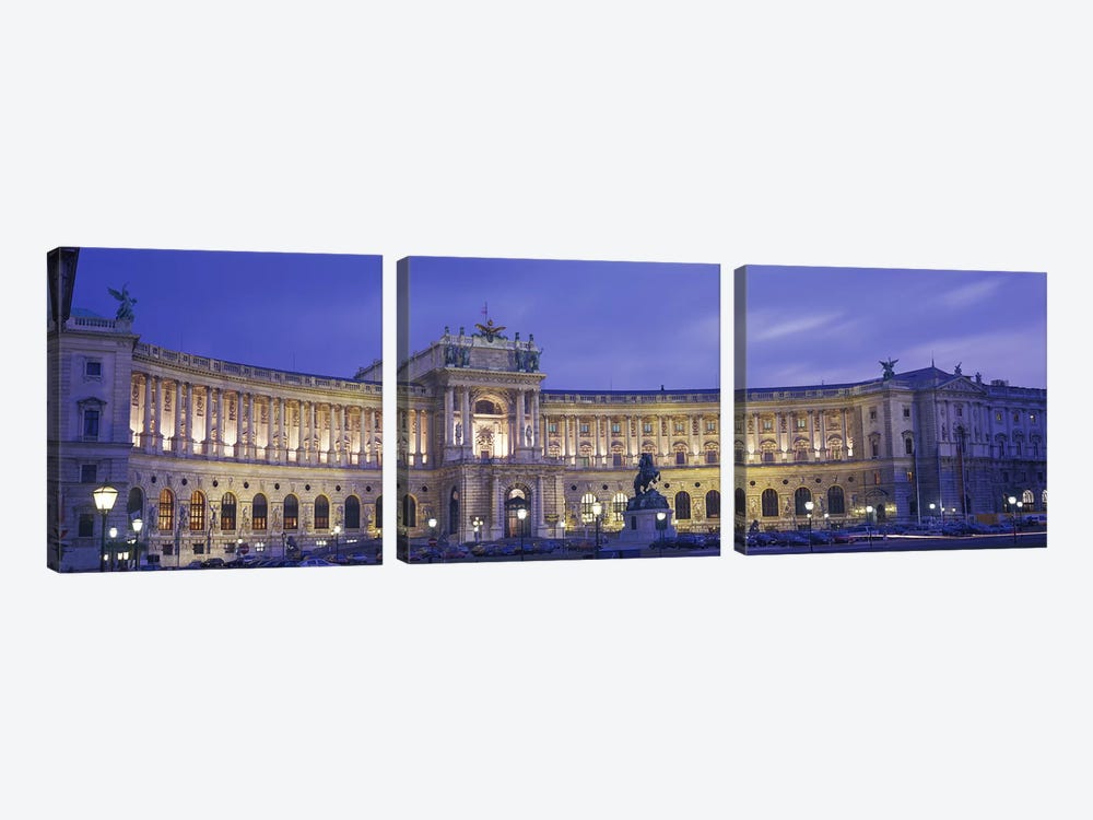 Main Façade At Night, Hofburg (Imperial Palace), Vienna, Austria by Panoramic Images 3-piece Canvas Art Print