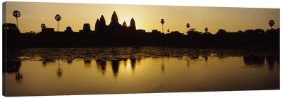 Silhouette of A Temple At SunriseAngkor Wat, Cambodia Canvas Art Print - Holy & Sacred Sites