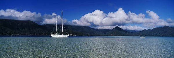 Oahu: Lone Sailboat, Kane'ohe Bay, Oahu, Hawaii, USA by Panoramic Images