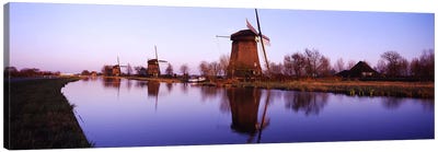 Windmills Schemerhorn The Netherlands Canvas Art Print - 3-Piece Panoramic Art