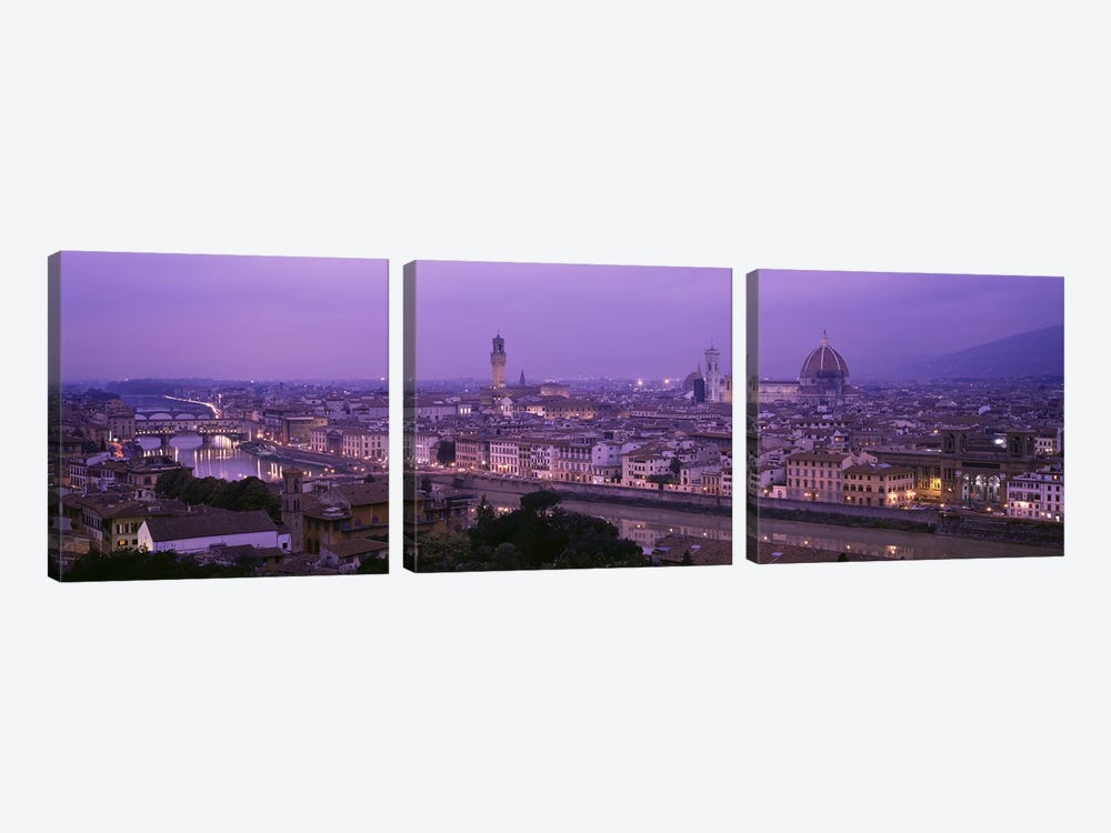 Cityscape At Twilight, Florence, Tuscany, Italy by Panoramic Images 3-piece Canvas Wall Art