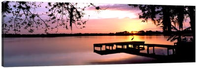Sunrise Over Lake Whippoorwill, Orlando, Florida, USA Canvas Art Print - Lake & Ocean Sunrise & Sunset Art