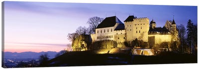 Lenzburg Castle At Night, Lenzburg, Aargau, Switzerland Canvas Art Print - Switzerland Art