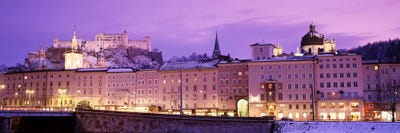 Night Salzburg Austria by Panoramic Images framed canvas print
