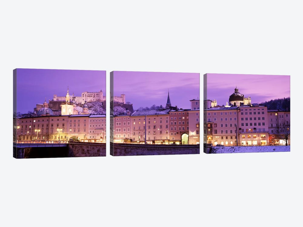 Night Salzburg Austria by Panoramic Images 3-piece Canvas Art Print