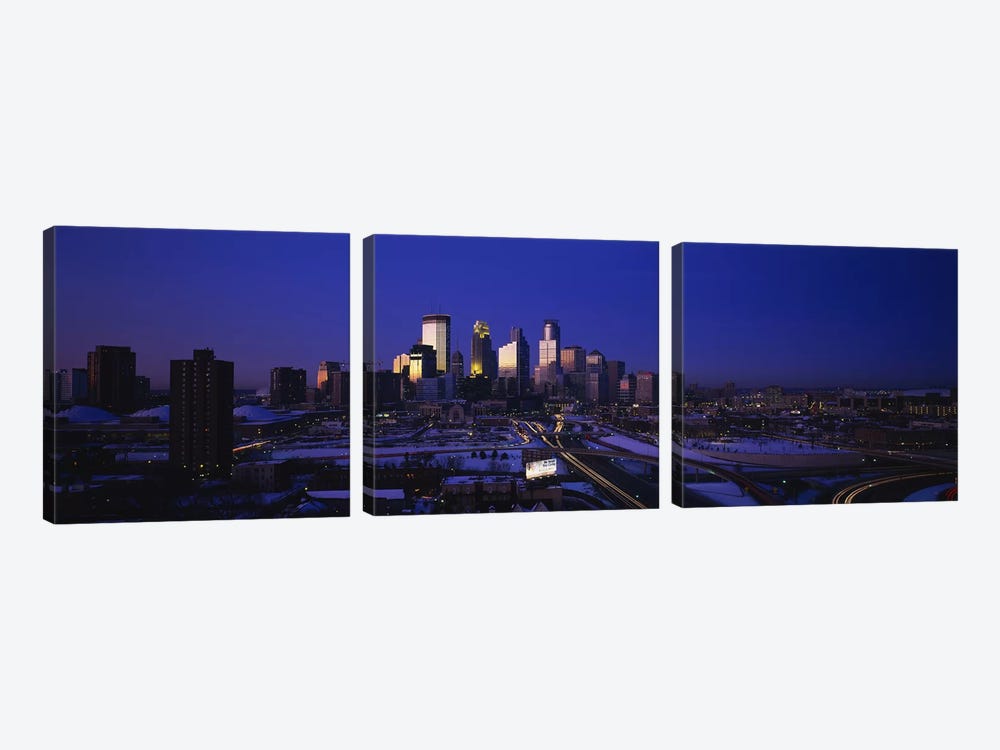 Skyscrapers at duskMinneapolis, Minnesota, USA by Panoramic Images 3-piece Canvas Art Print