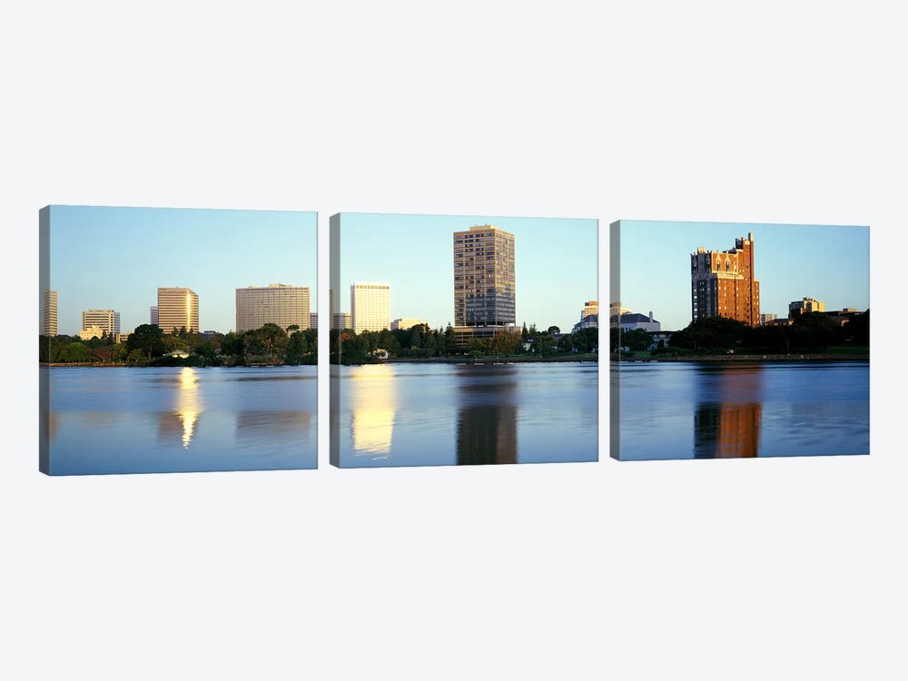 Reflection Of Skyscrapers In A Lake, Lake Merritt, Oakland, California, USA by Panoramic Images 3-piece Canvas Wall Art