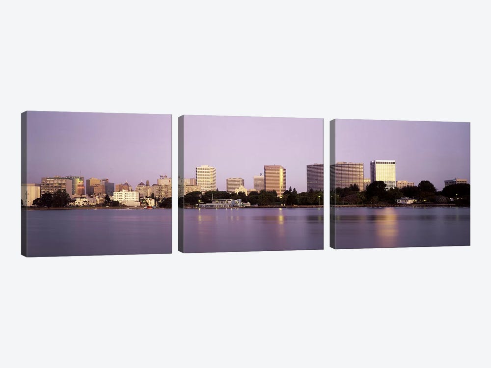 Reflection Of Skyscrapers In A Lake, Lake Merritt, Oakland, California, USA by Panoramic Images 3-piece Art Print