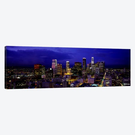 Skyscrapers lit up at nightCity of Los Angeles, California, USA Canvas Print #PIM2897} by Panoramic Images Canvas Art Print