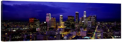 Skyscrapers lit up at nightCity of Los Angeles, California, USA Canvas Art Print