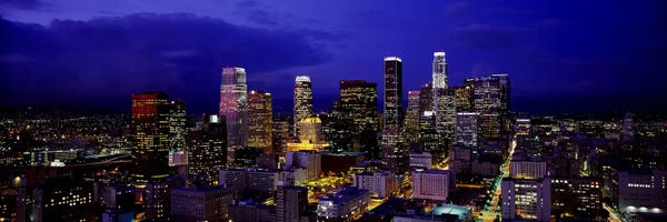 Blue: Skyscrapers lit up at nightCity of Los Angeles, California, USA by Panoramic Images