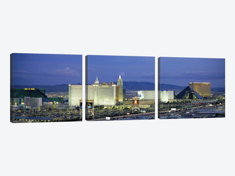Dusk The Strip Las Vegas NV by Panoramic Images 3-piece Canvas Wall Art