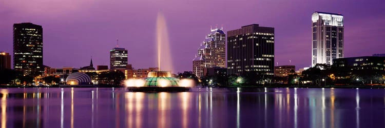 View Of A City Skyline At Night, Orlando, Florida, USA