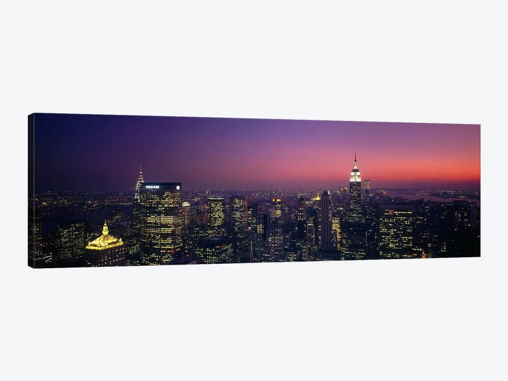 Twilight, Aerial, NYC, New York City, New York State, USA by Panoramic Images 1-piece Canvas Wall Art