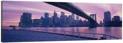 Brooklyn Bridge New York NY Canvas Art Print - Rose Quartz & Serenity