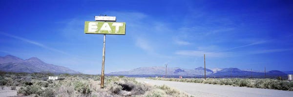 Blue: Old Diner Sign, Highway 395, California, USA by Panoramic Images