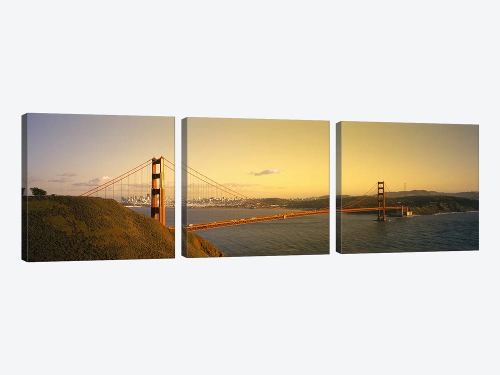 High angle view of a suspension bridge across the seaGolden Gate Bridge, San Francisco, California, USA by Panoramic Images 3-piece Canvas Art