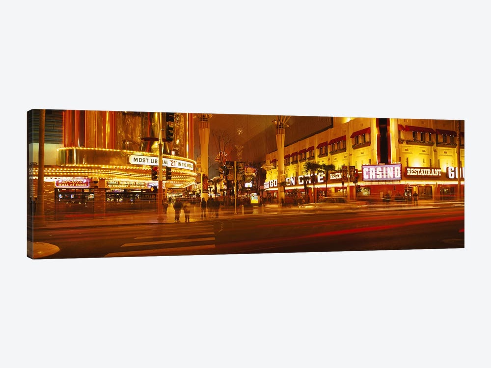 Casino lit up at nightFremont Street, Las Vegas, Nevada, USA by Panoramic Images 1-piece Canvas Art