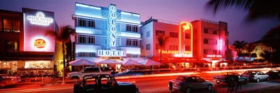 Buildings Lit Up At NightSouth Beach, Miami Beach, Florida, USA by Panoramic Images canvas print