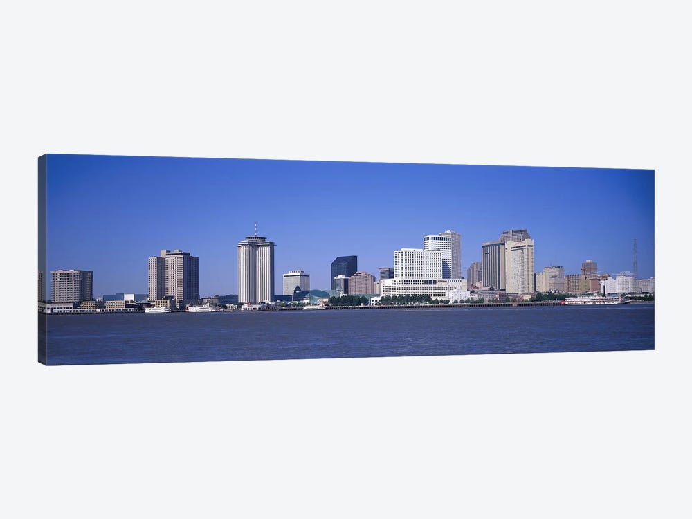 Buildings at the waterfront, Mississippi River, New Orleans, Louisiana, USA by Panoramic Images 1-piece Canvas Art