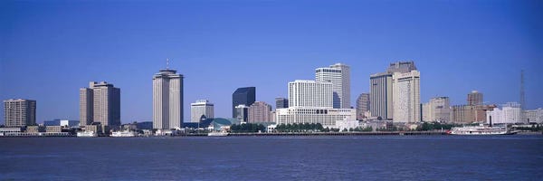 New Orleans Skylines: Buildings at the waterfront, Mississippi River, New Orleans, Louisiana, USA by Panoramic Images