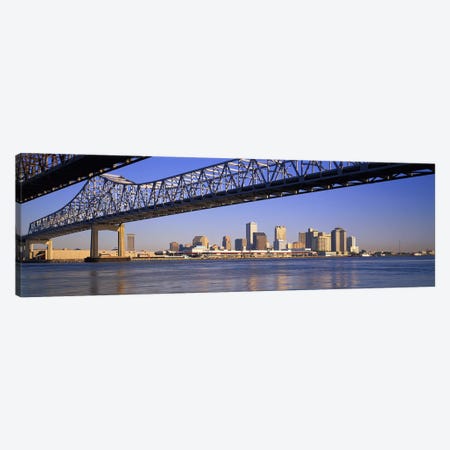 Low angle view of bridges across a river, Crescent City Connection Bridge, Mississippi River, New Orleans, Louisiana, USA Canvas Print #PIM2968} by Panoramic Images Canvas Artwork