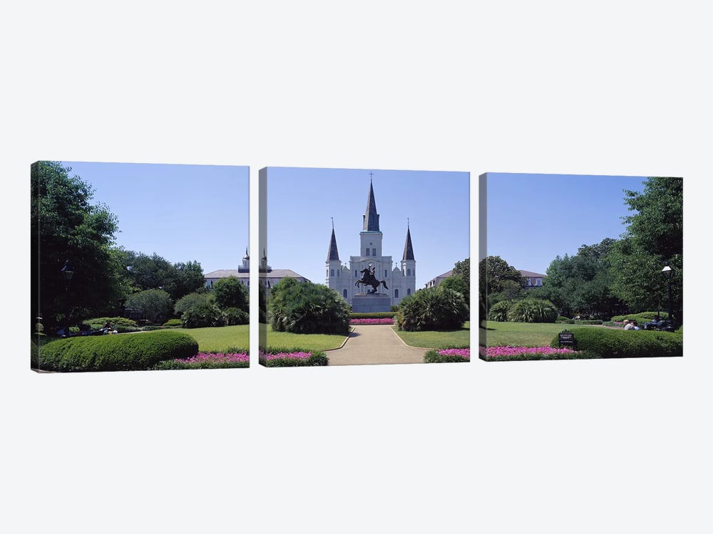 St Louis Cathedral Jackson Square New Orleans LA USA by Panoramic Images 3-piece Canvas Art Print