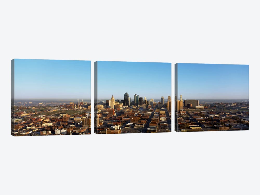 Aerial view of a cityscape, Kansas City, Missouri, USA by Panoramic Images 3-piece Canvas Wall Art