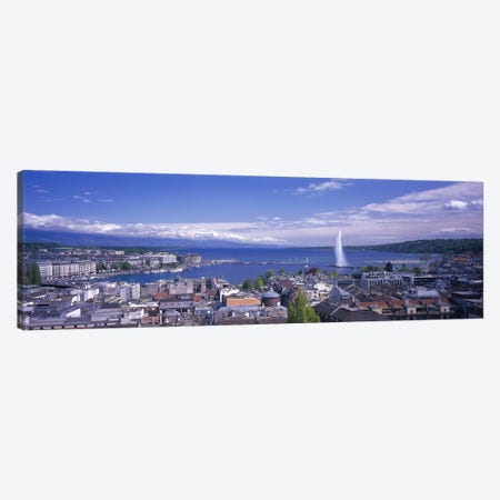 Shoreline Landscape, Lake Geneva, Geneva, Switzerland Canvas Print #PIM2977} by Panoramic Images Canvas Art