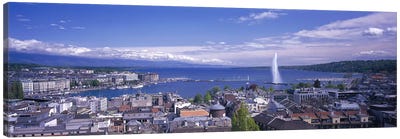 Shoreline Landscape, Lake Geneva, Geneva, Switzerland Canvas Art Print