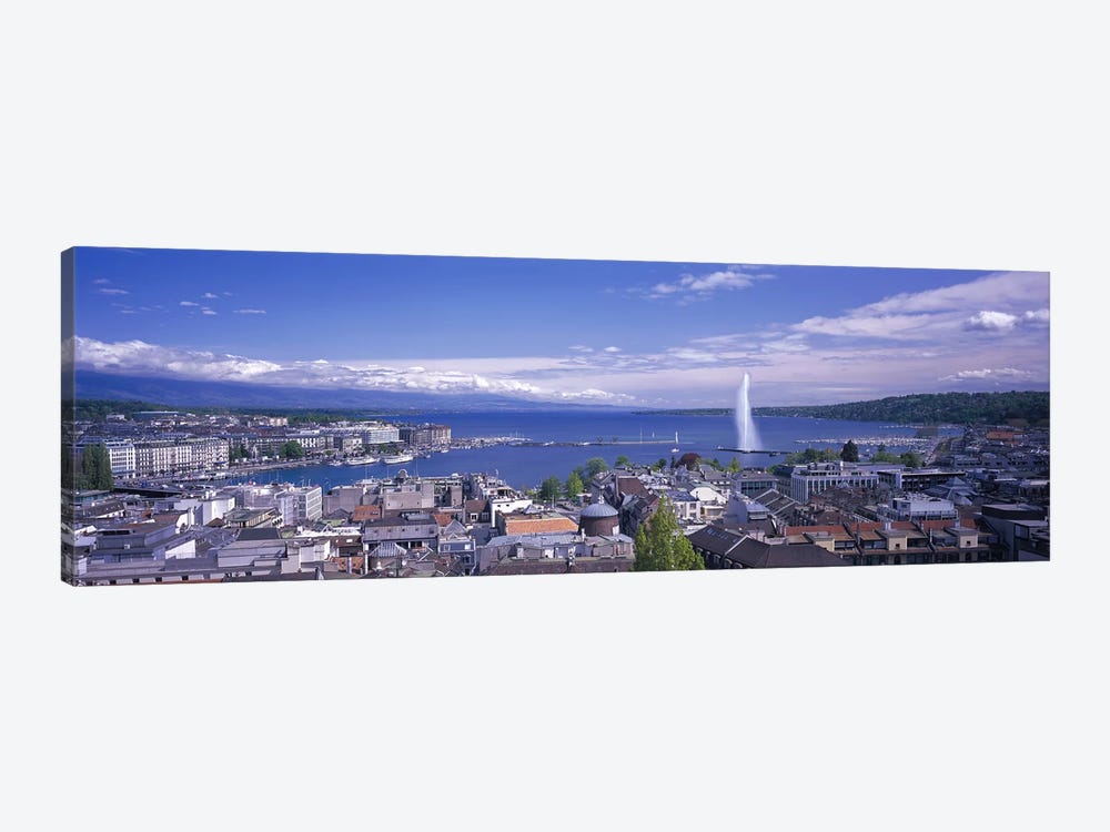 Shoreline Landscape, Lake Geneva, Geneva, Switzerland by Panoramic Images 1-piece Canvas Artwork
