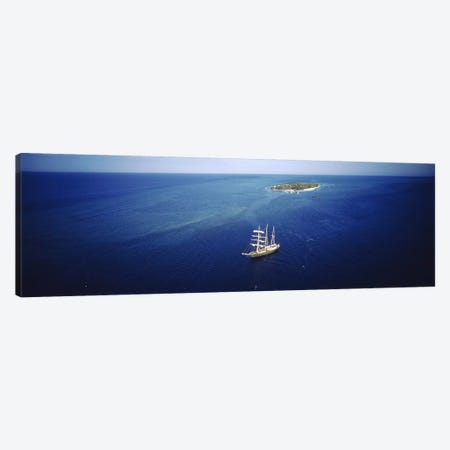 High angle view of a sailboat in the ocean, Heron Island, Great Barrier Reef, Queensland, Australia Canvas Print #PIM2982} by Panoramic Images Canvas Artwork