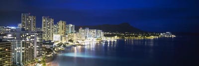 Buildings On The Waterfront, Waikiki, Honolulu, Oahu, Hawaii, USA by Panoramic Images framed canvas print