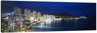 Buildings On The Waterfront, Waikiki, Honolulu, Oahu, Hawaii, USA Canvas Art Print - Hawaii Art