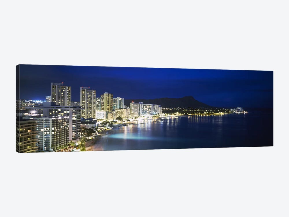 Buildings On The Waterfront, Waikiki, Honolulu, Oahu, Hawaii, USA by Panoramic Images 1-piece Canvas Art