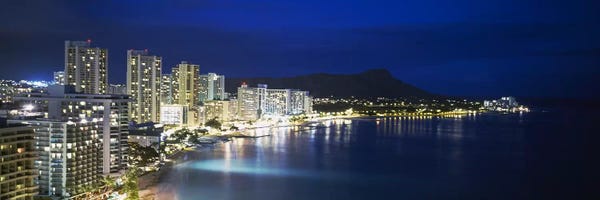 Buildings On The Waterfront, Waikiki, Honolulu, Oahu, Hawaii, USA