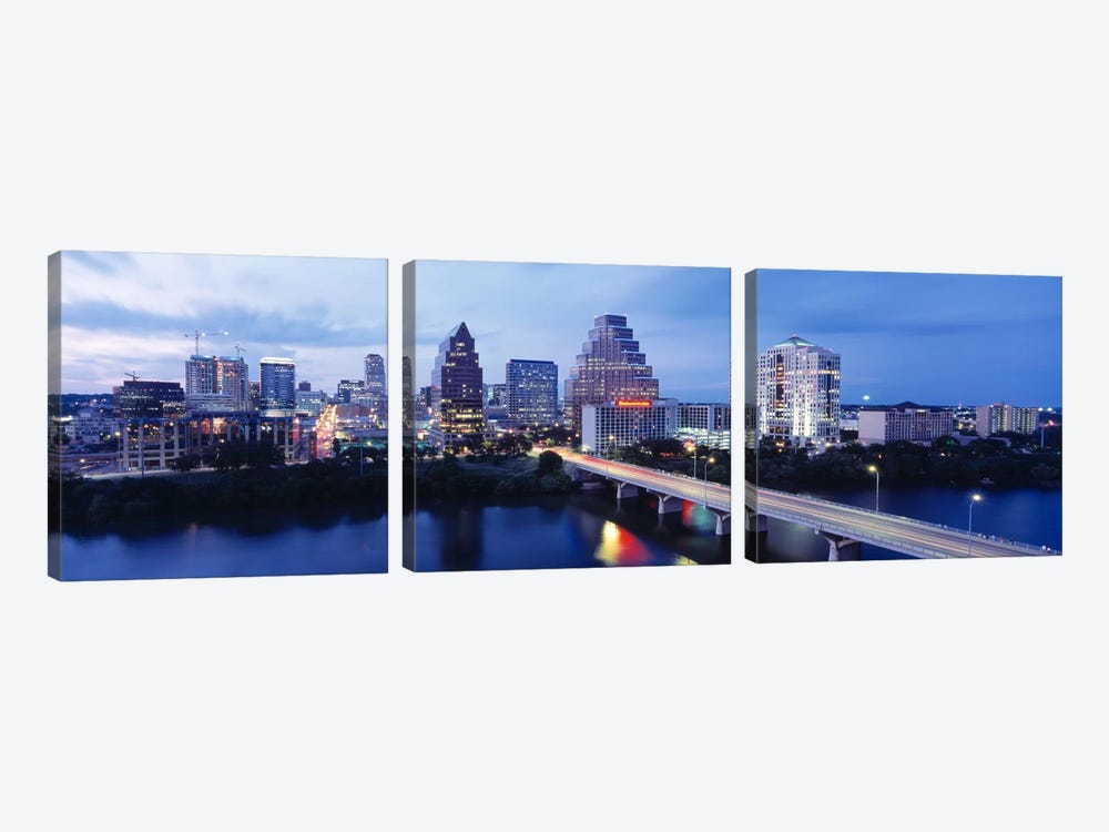 Night, Austin, Texas, USA by Panoramic Images 3-piece Canvas Print