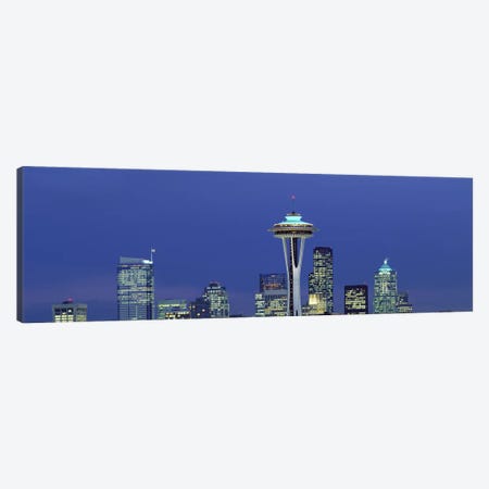 Buildings in a city lit up at night, Space Needle, Seattle, King County, Washington State, USA Canvas Print #PIM2987} by Panoramic Images Canvas Art Print